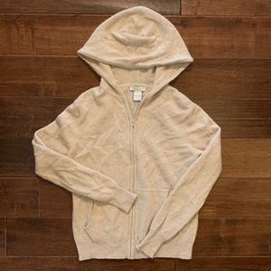 TWEEDS Women’s Full-Zip Cream Cashmere Hoodie Size Large